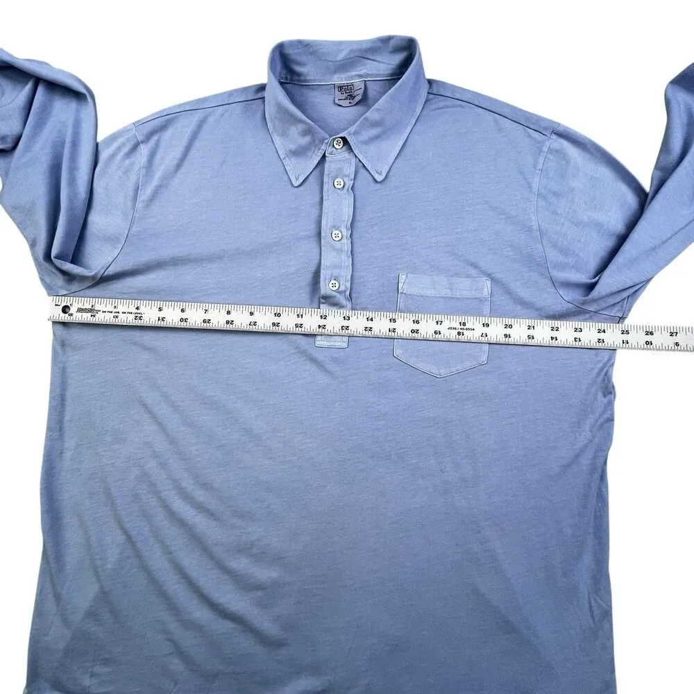 VTG Polo Ralph Lauren Polo Shirt Men XL Blue Long Sleeve Lightweight Cotton